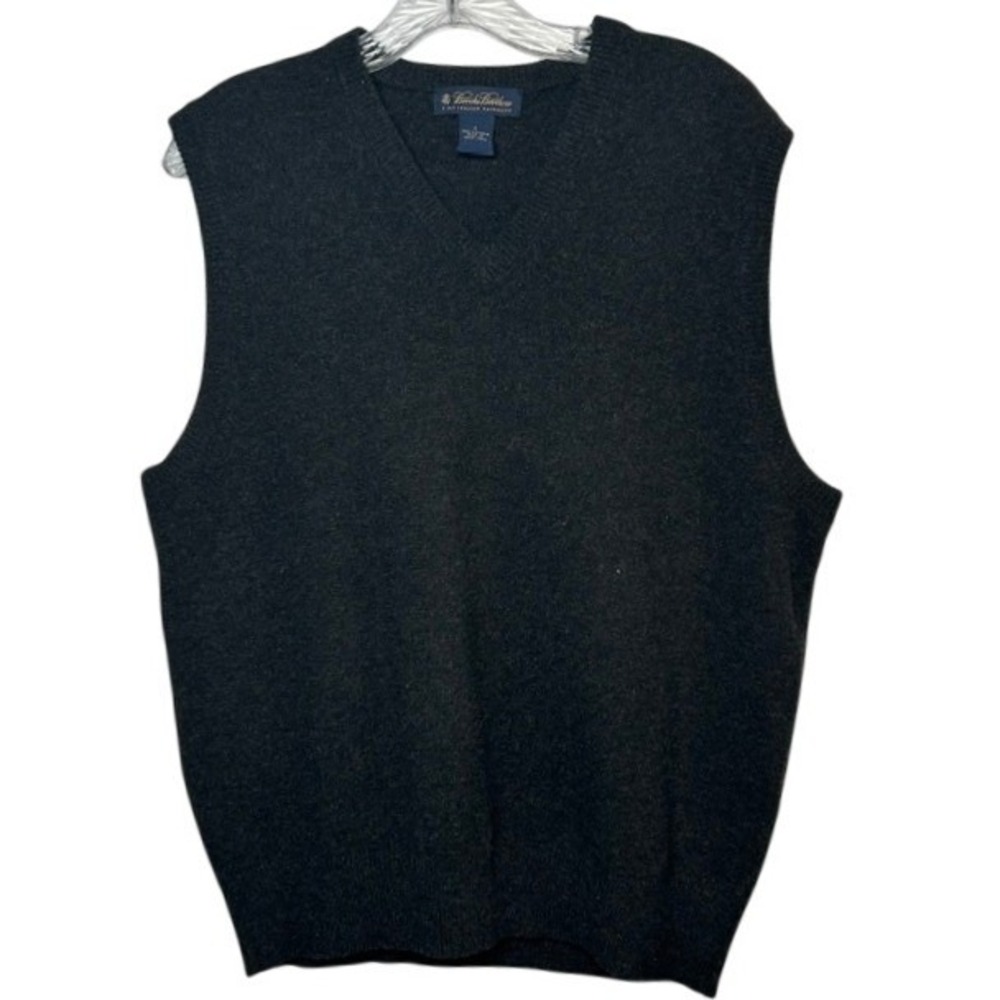 Brooks Brothers Men's 3 Ply Italian Cashmere V-Neck Sweater Vest SM Gray